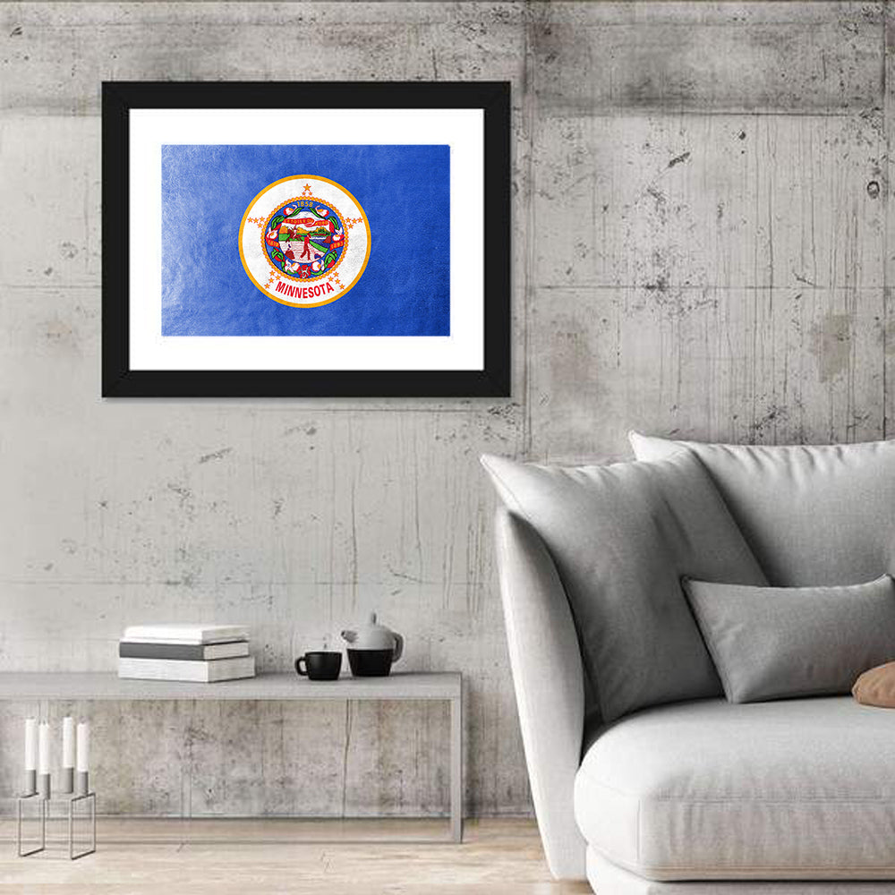 Minnesota State Flag with Seal Wall Art in a room, landscape