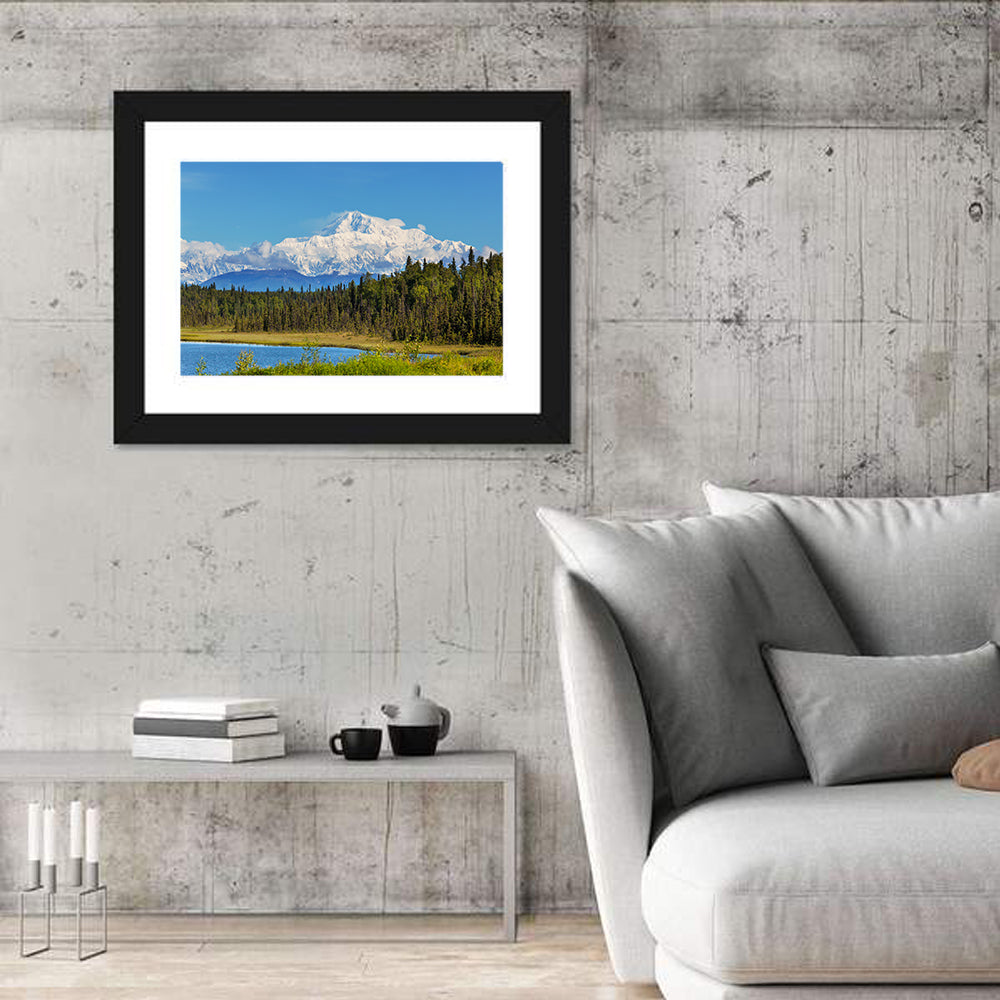 Denali Peak Alaska Wall Art in a room, landscape