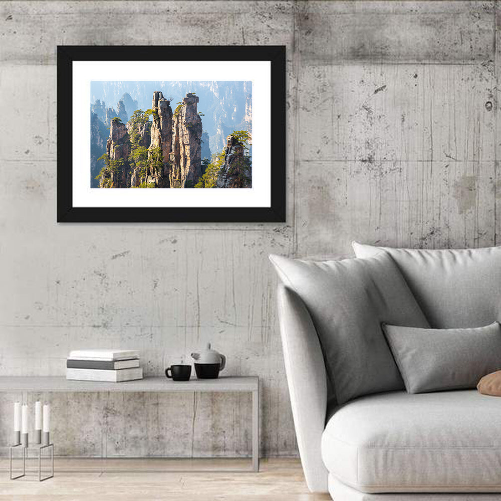 Zhangjiajie Sandstone Pillars Wall Art in a room, landscape