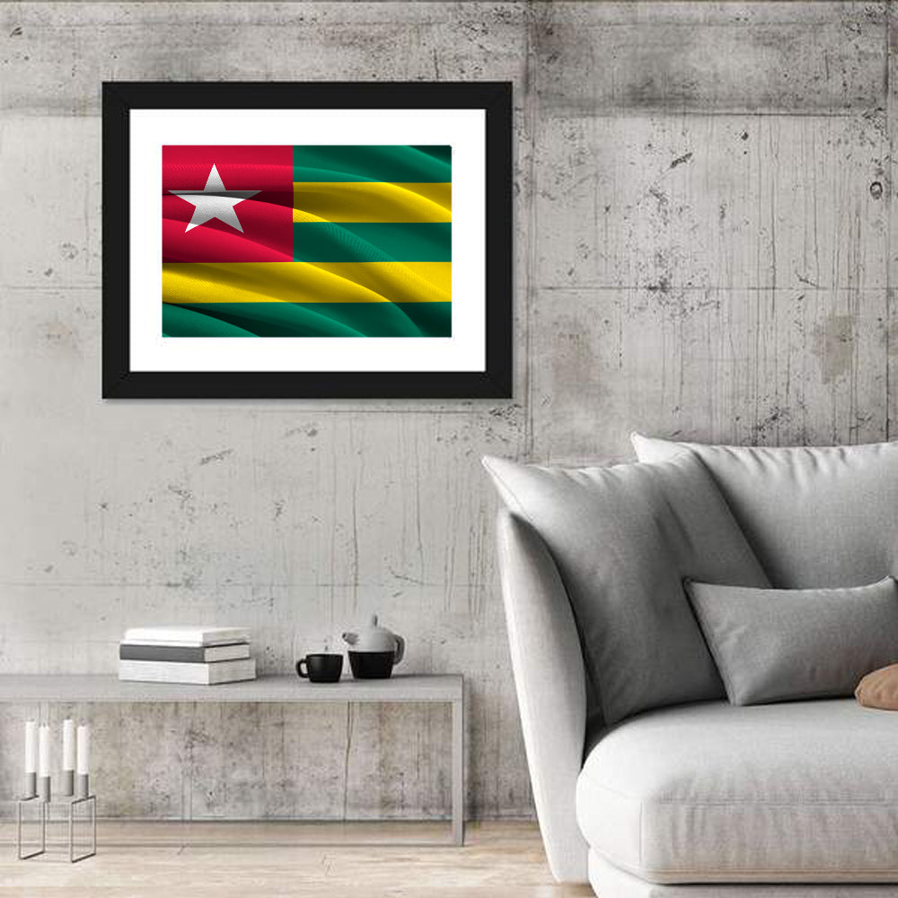 Togolese Flag Wall Art in a room, landscape