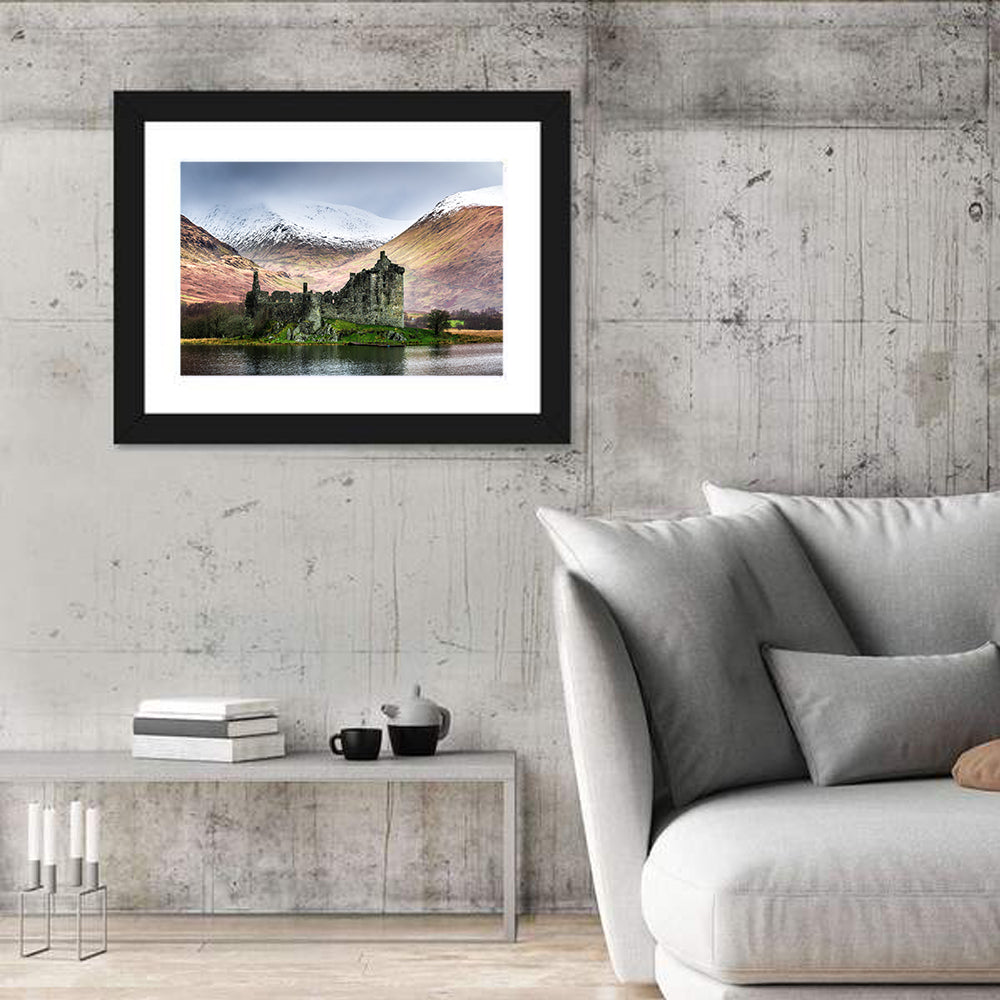 Kilchurn Castle in Winter, Loch Awe Wall Art in a room, landscape