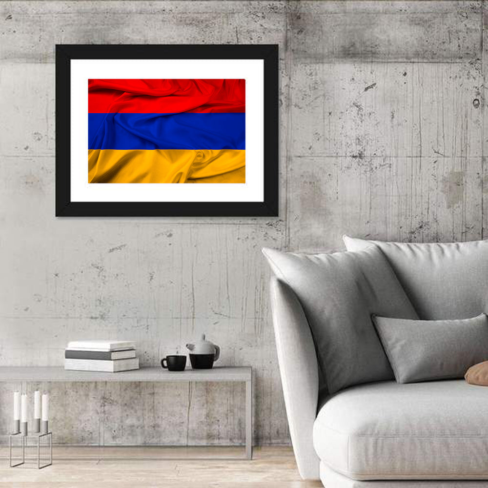 Waving Armenian Flag Wall Art in a room, landscape