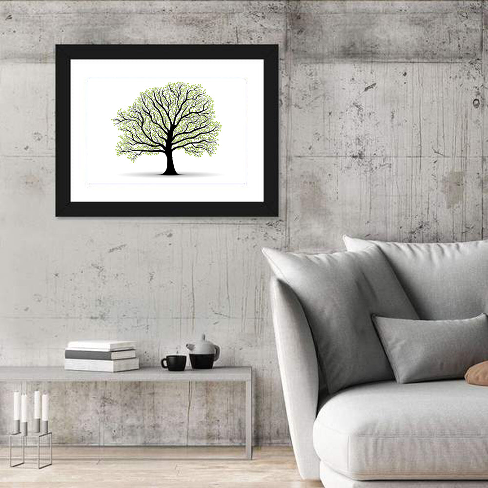 Deciduous Tree Silhouette Wall Art in a room, landscape