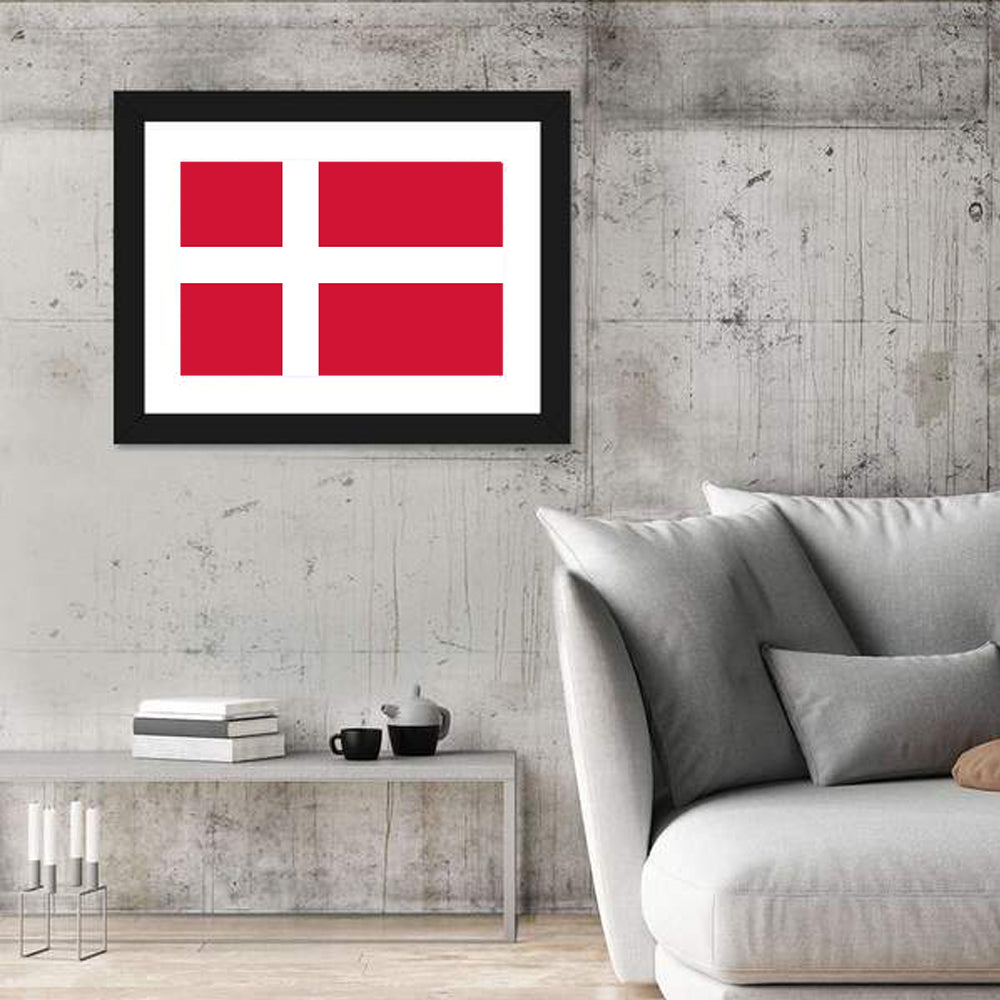 Danish Flag Nordic Cross Wall Art in a room, landscape