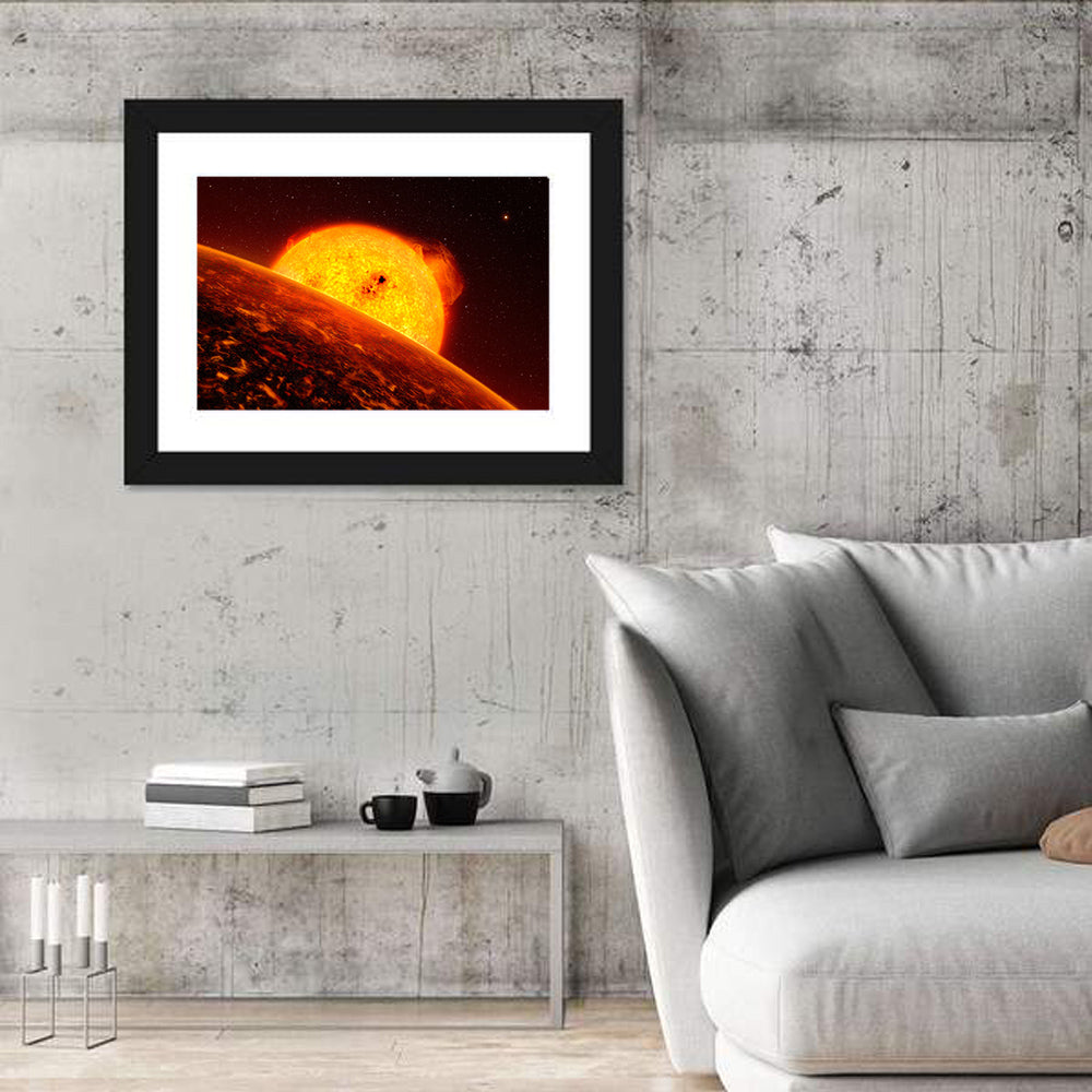 Red Sun from Space Wall Art in a room, landscape