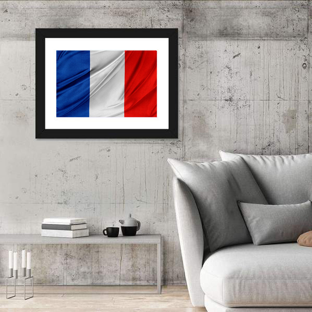 French Flag Tricolor with Folded Texture Wall Art