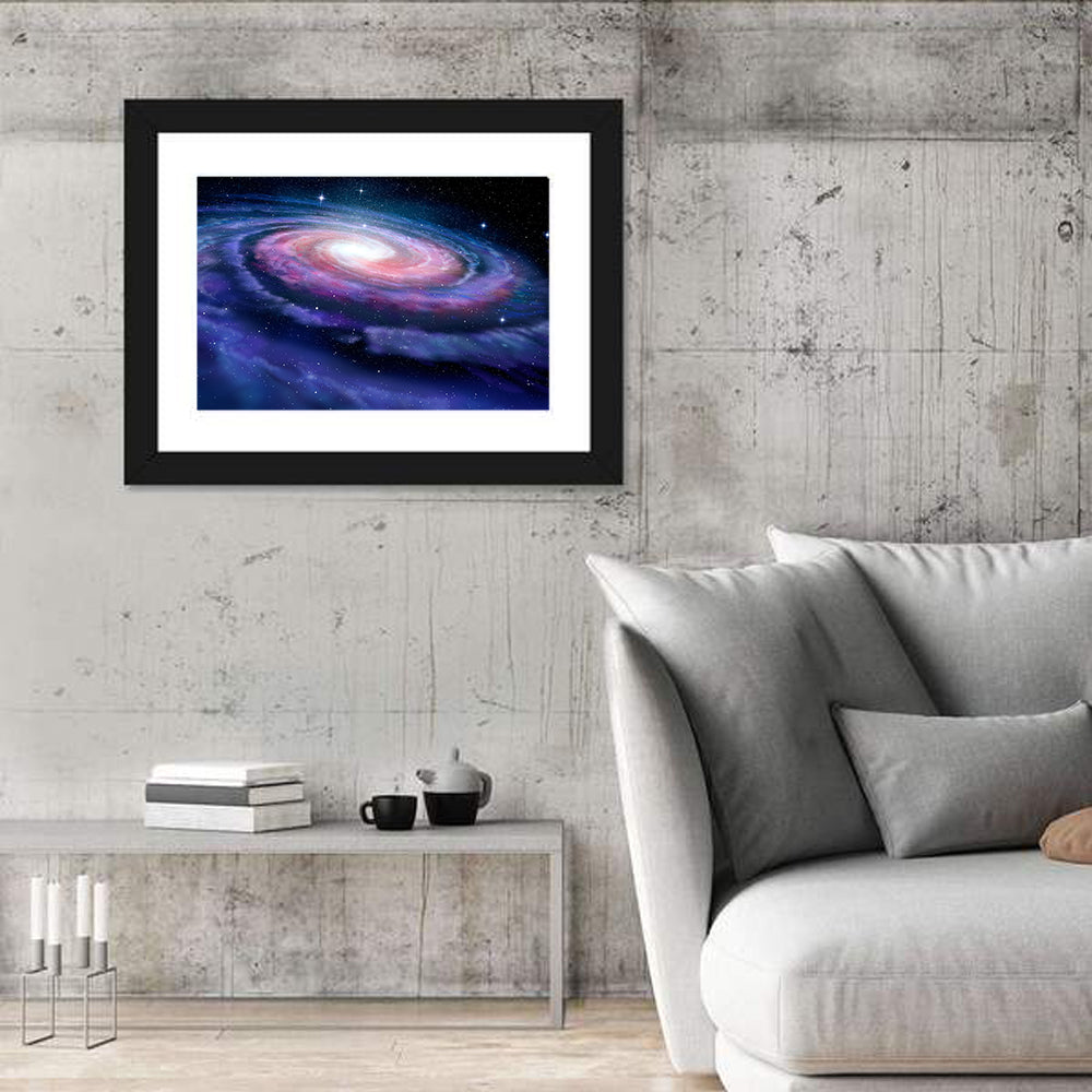 Spiral Galaxy Wall Art in a room, landscape