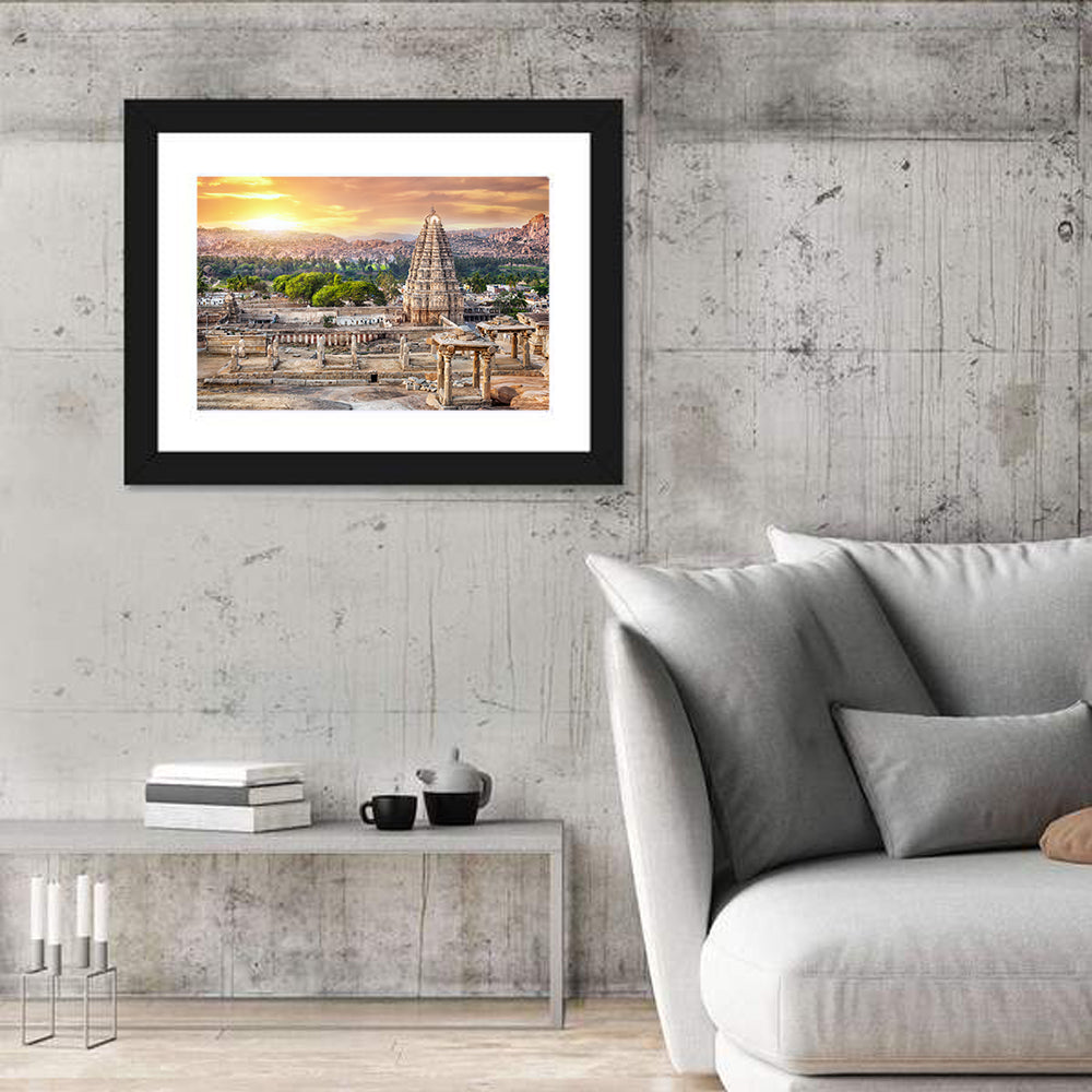 Virupaksha Temple at Sunrise, Hampi Wall Art in a room, landscape