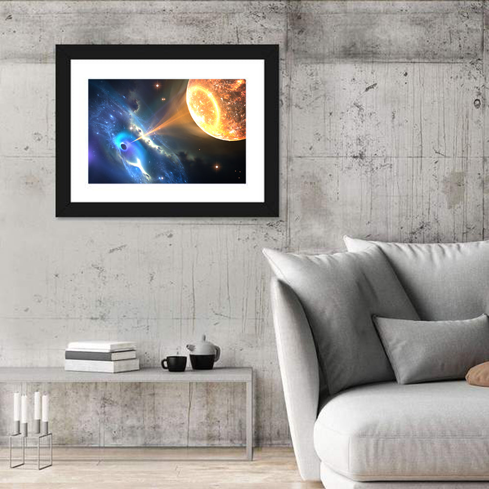 Black Hole With Orbiting Companion Star Wall Art