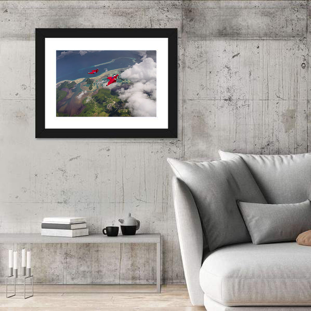 Wingsuit Duo Over Palau Coast Wall Art