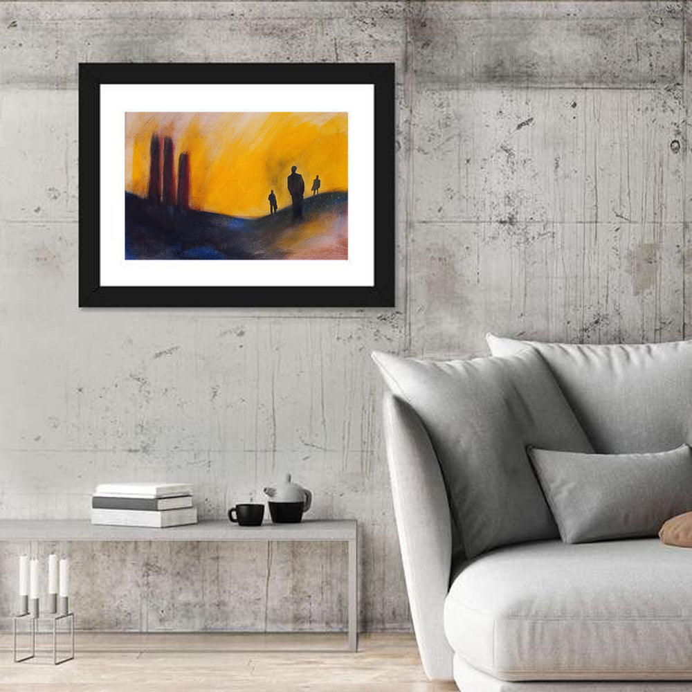 Surreal Hilly Silhouettes Wall Art in a room, landscape