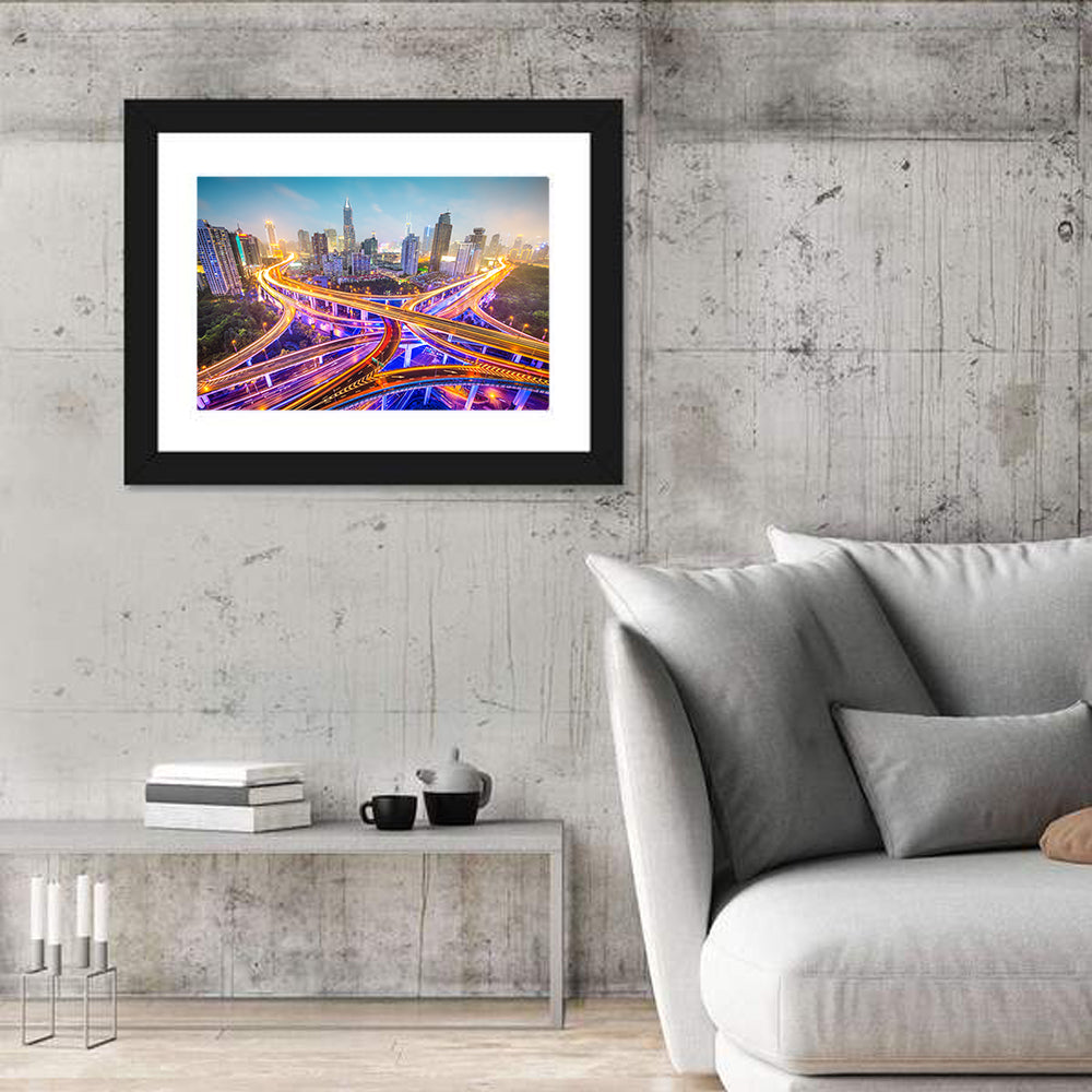 Shanghai Highway Skyline Wall Art