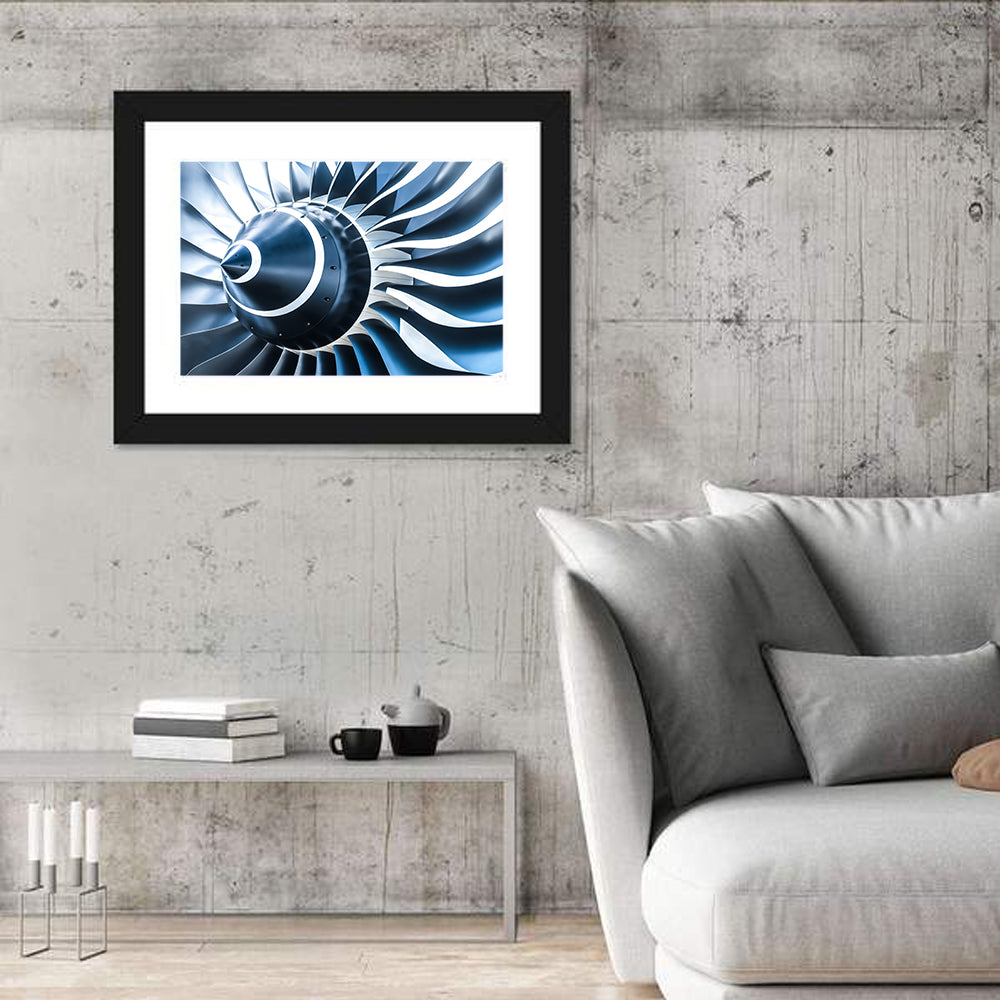 Blue Jet Turbine Blades Closeup Wall Art