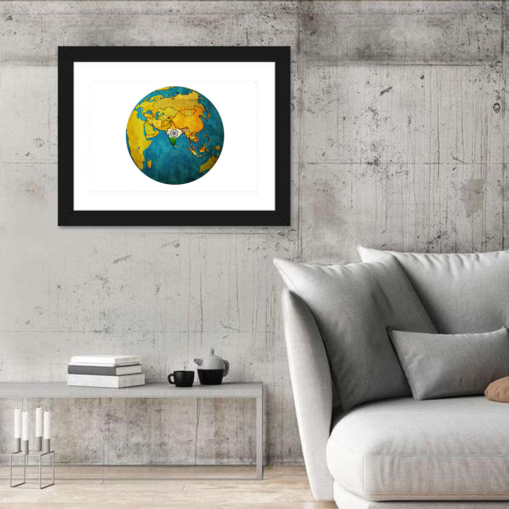 India on Globe Wall Art