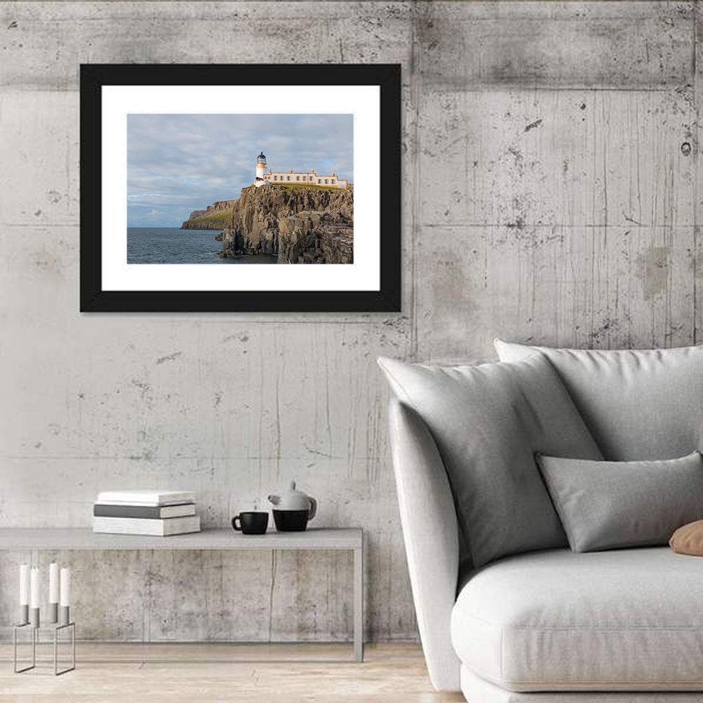 White Lighthouse on Neist Point Cliffs Wall Art