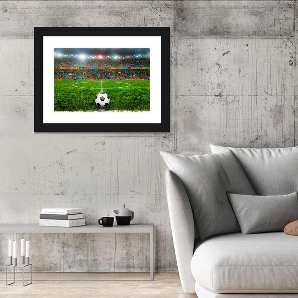 Soccer Ball Under Floodlights Wall Art