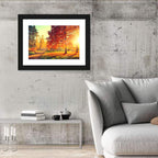 Sunlit Autumn Forest Path Wall Art