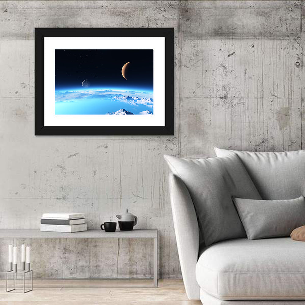 Ice Planet with Crescent Moon Wall Art