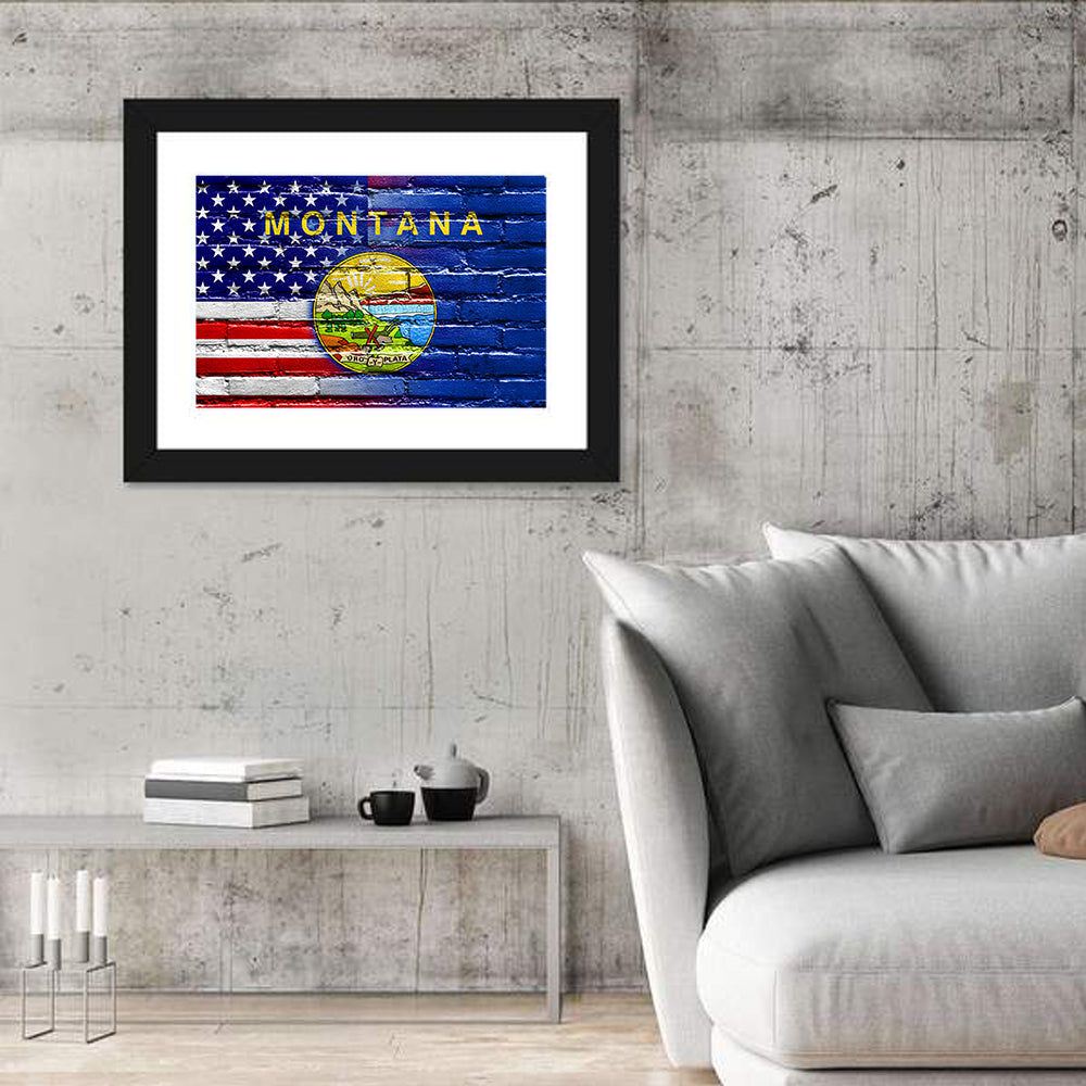 USA & Montana State Flag Wall Art