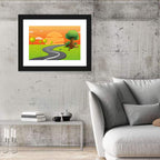 Winding Road Sunset Illustration Wall Art