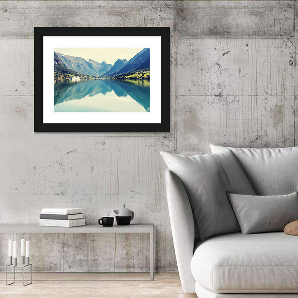 Scandinavian Mountain Lake Harbor Wall Art