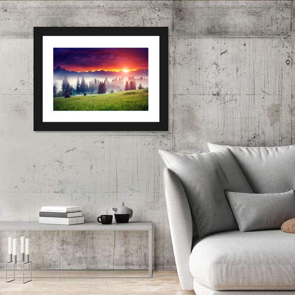 Glowing Mountain at Sunrise Wall Art