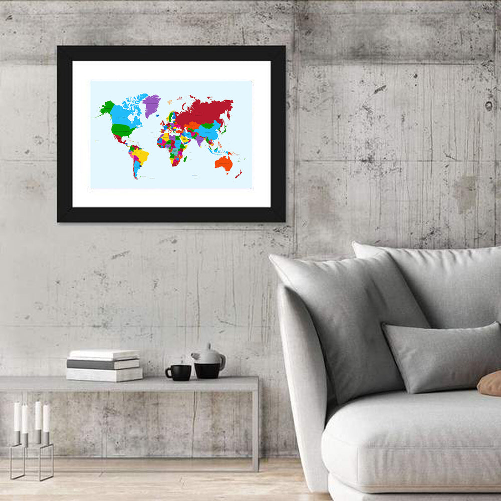 Minimalist Colorful World Map Wall Art