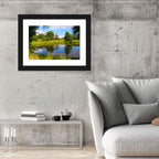 Blue Lake Reflection Illustration Wall Art