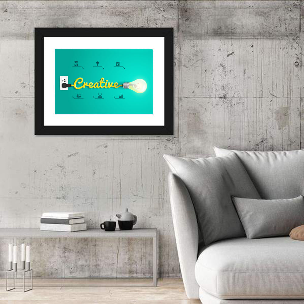 Creative Concept Typography Wall Art in a room, landscape