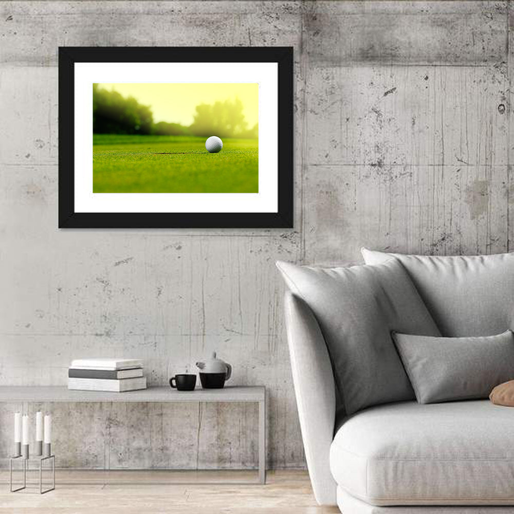 Dimpled Golf Ball on Putting Green Wall Art