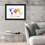 Abstract Watercolor World Map Wall Art