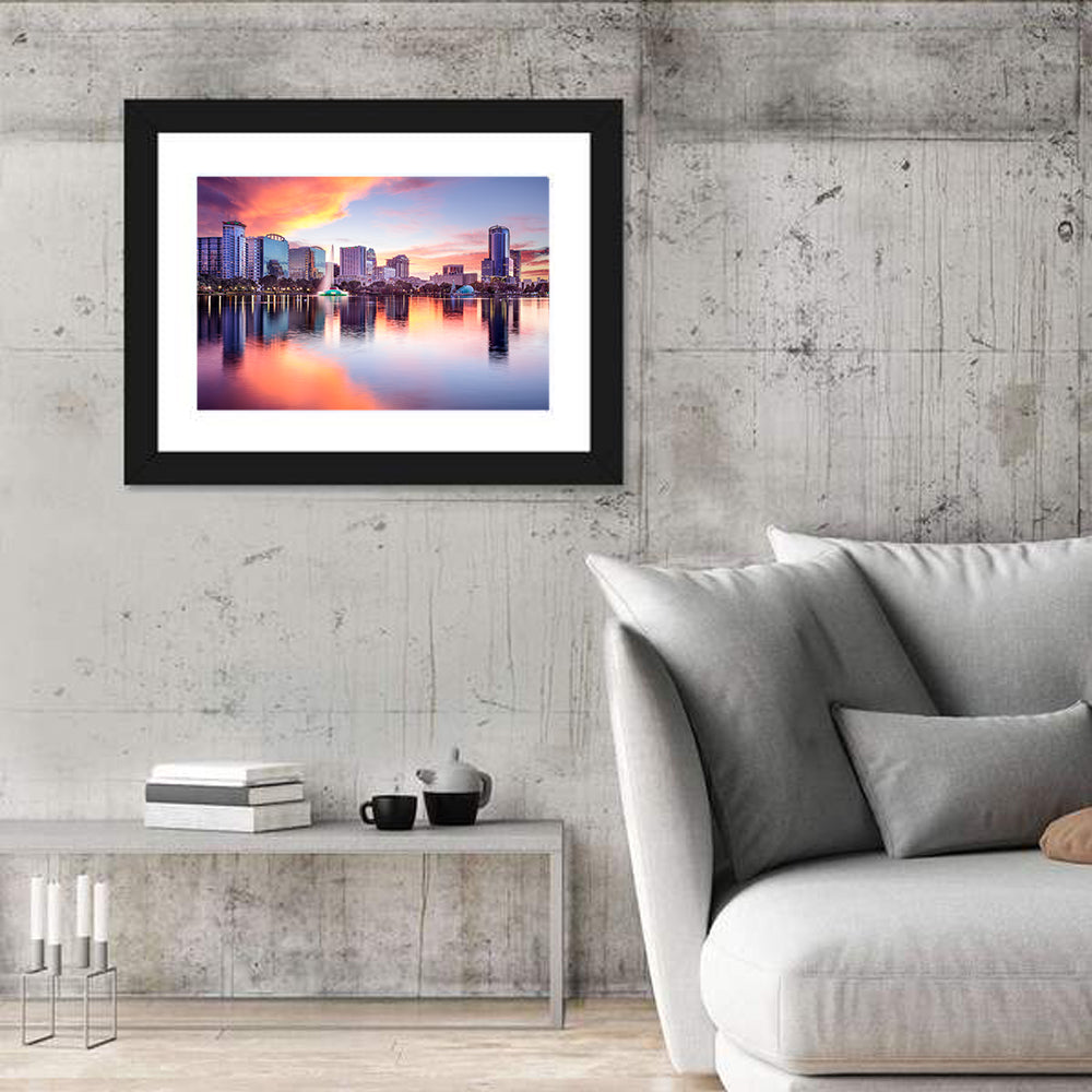 Orlando Downtown Skyline Wall Art in a room, landscape