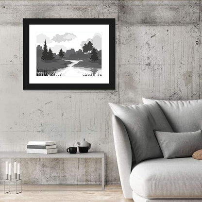 Scenic River Silhouette Wall Art