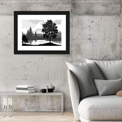 Scenic Lake Silhouette Wall Art