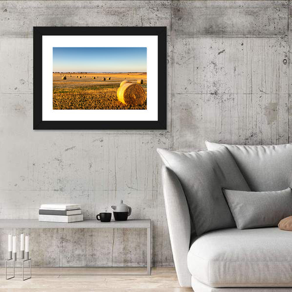 Hay Bales at Sunset Wall Art