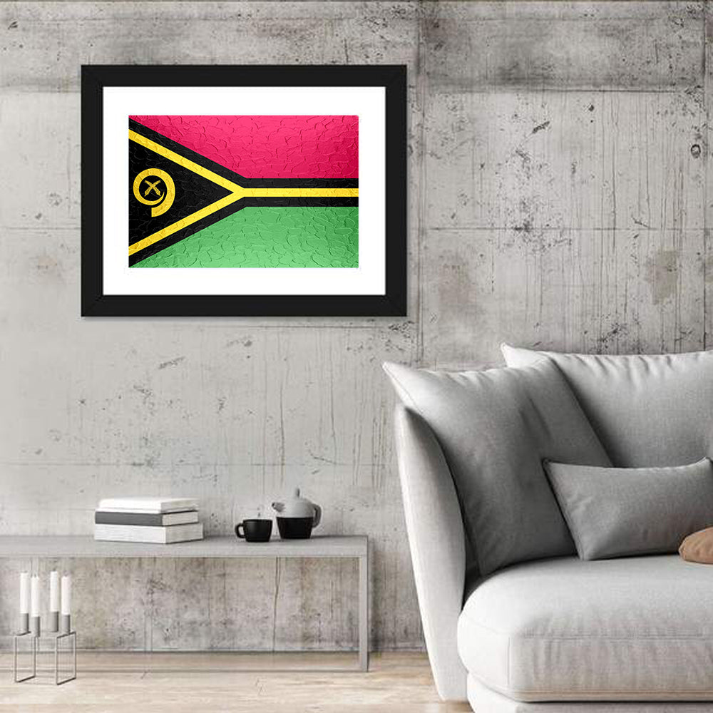 Vanuatu Flag with Boar Tusk Emblem Wall Art