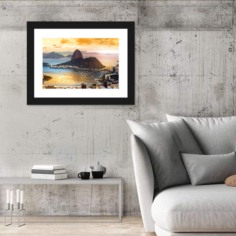 Rio Twilight Over Sugarloaf Mountain Wall Art in a room, landscape