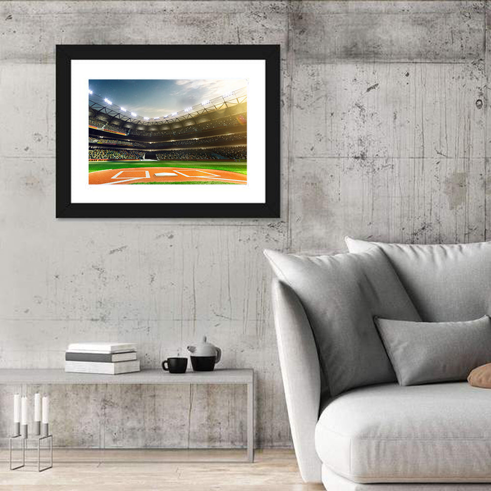 Home Plate at Grand Arena Wall Art in a room, landscape