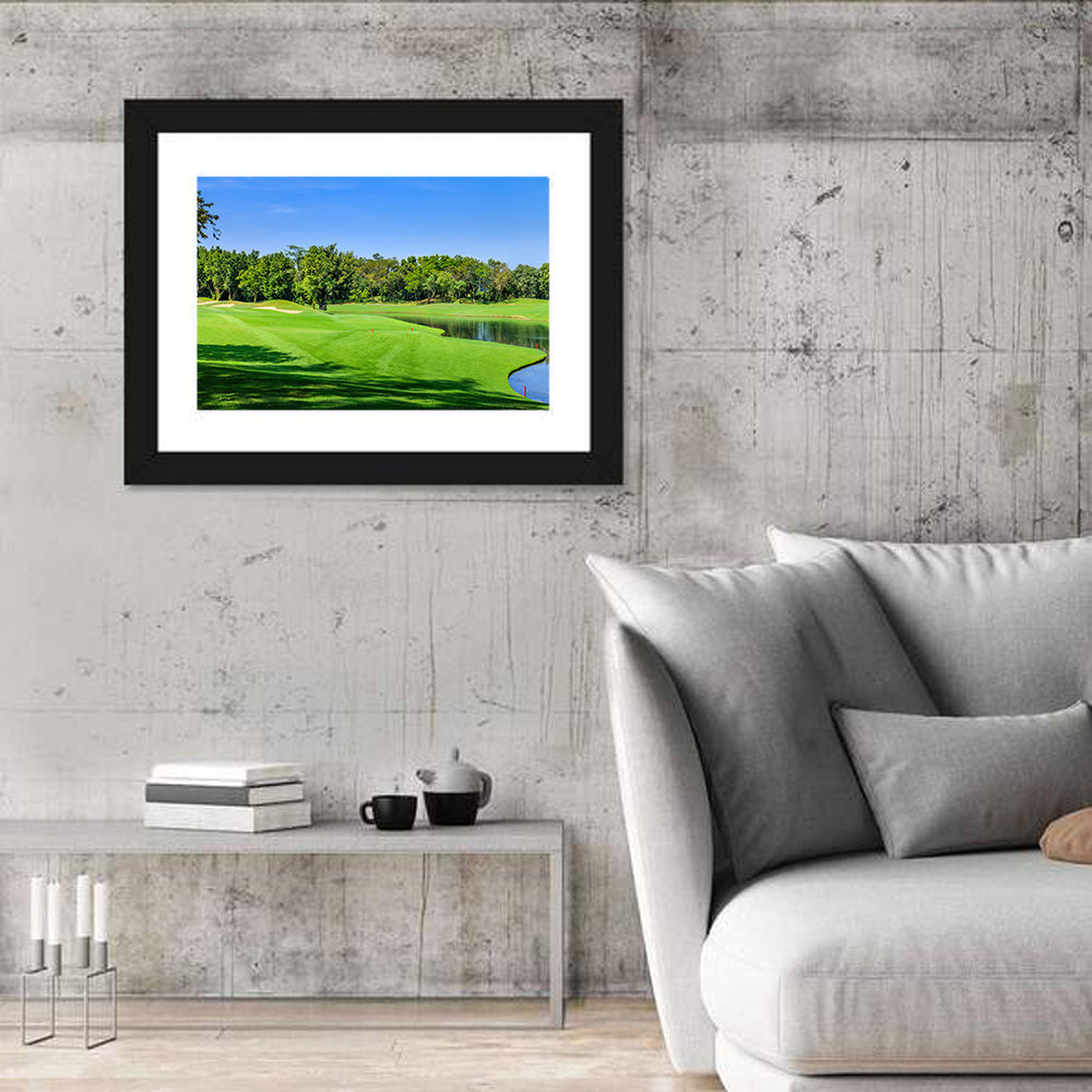 Green Golf Course Thailand Wall Art in a room, landscape