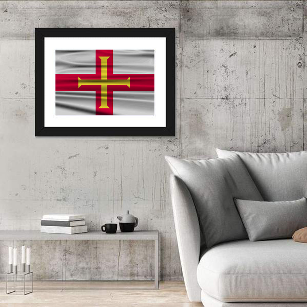 Guernsey Flag Wall Art in a room, landscape