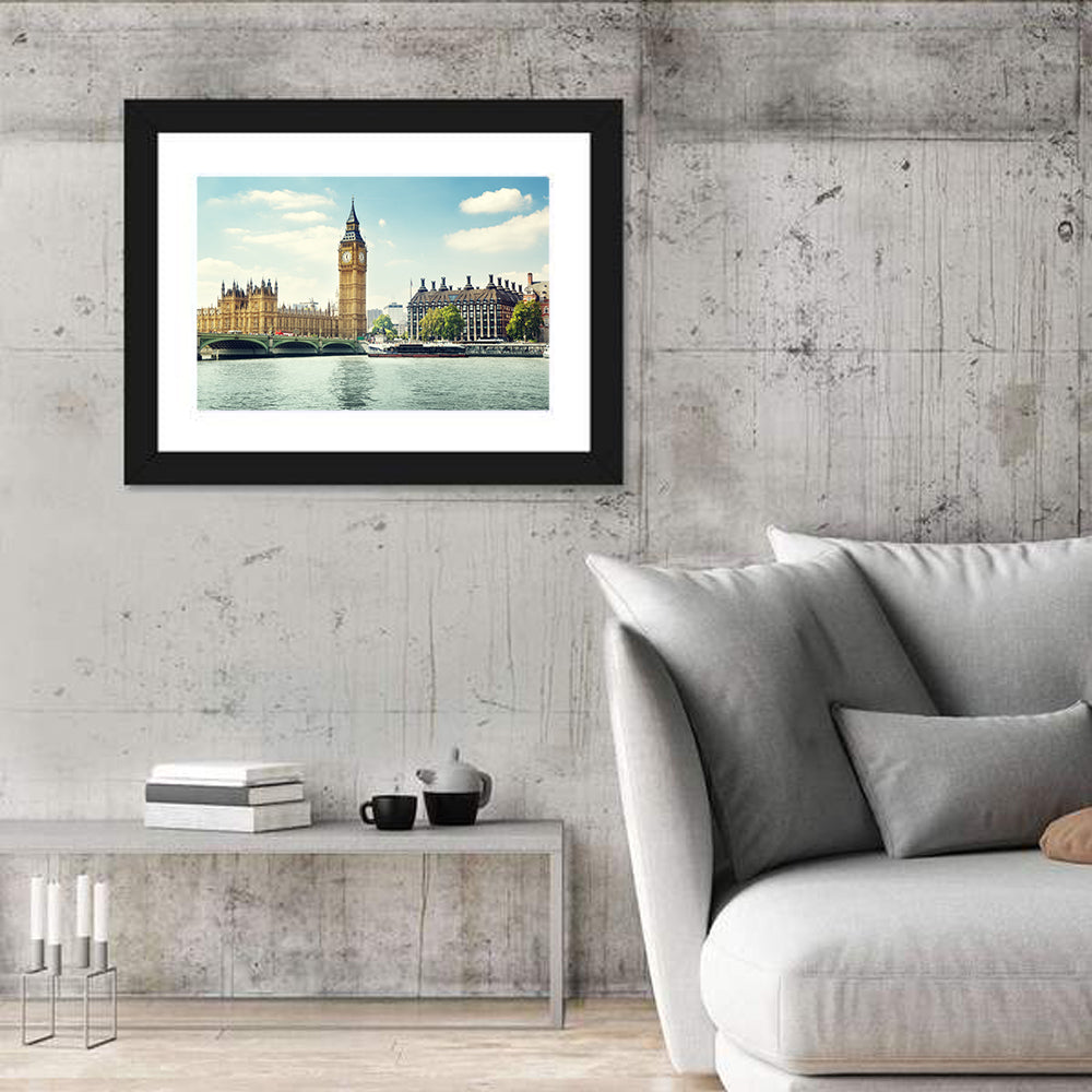 Big Ben on a Sunny Day Wall Art in a room, landscape