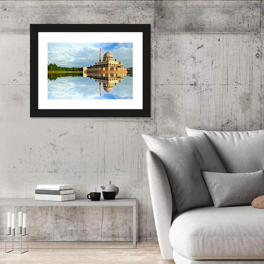 Putra Mosque Reflection, Putrajaya Wall Art in a room, landscape