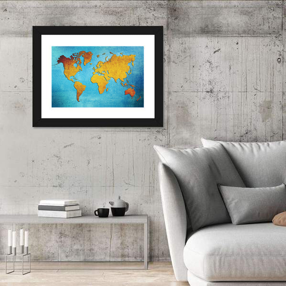 Grunge World Map Wall Art