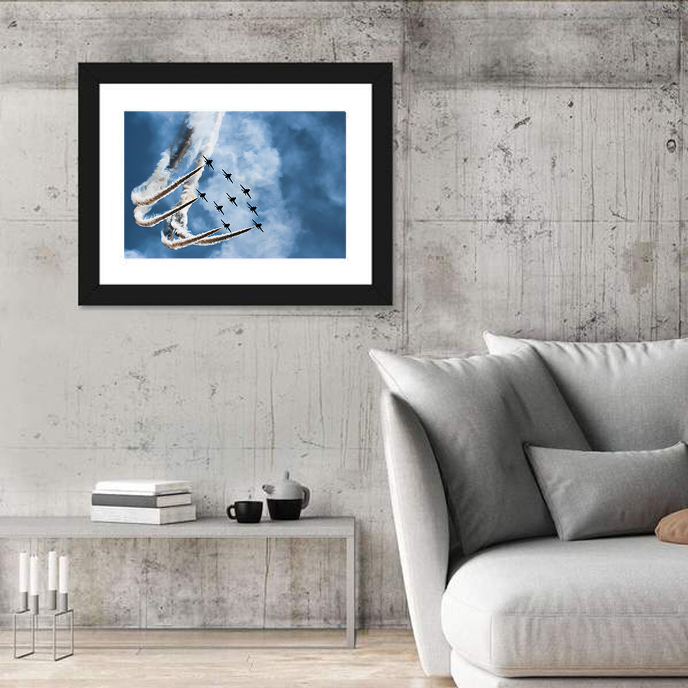 Nine-jet Aerobatic Formation Wall Art in a room, landscape