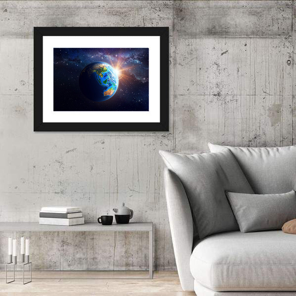 Asia and Australia from Space Wall Art in a room, landscape