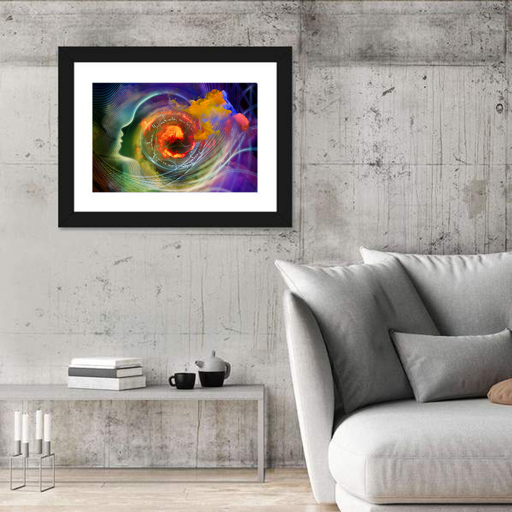 Human Profile Nebula Vortex Wall Art in a room, landscape