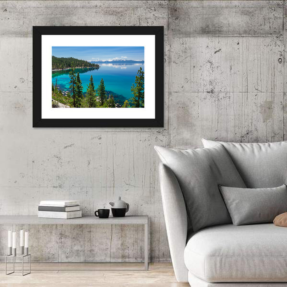 Lake Tahoe Reflection Wall Art in a room, landscape
