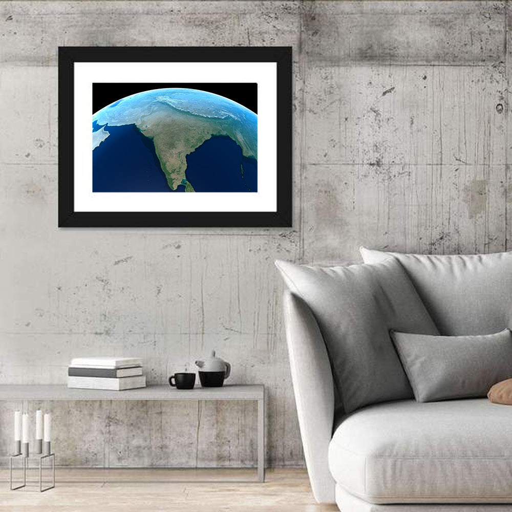 India from Space Wall Art in a room, landscape
