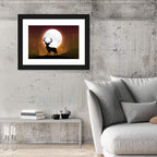 Moonlit Deer on Hill Wall Art