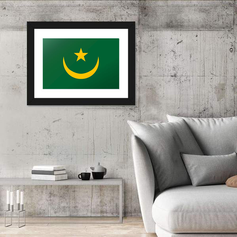 Flag of Mauritania Wall Art in a room, landscape